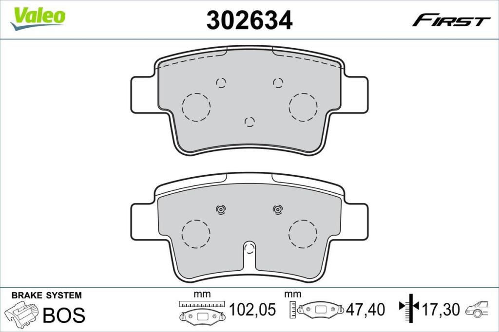 Jeu de 4 plaquettes de frein VALEO ref. 302634